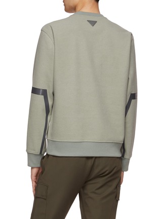 Back View - Click To Enlarge - SOUTHCAPE - Logo Embroidery Zipper Embellished Crewneck Sweatshirt