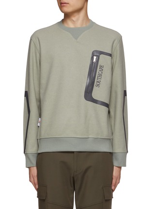 Main View - Click To Enlarge - SOUTHCAPE - Logo Embroidery Zipper Embellished Crewneck Sweatshirt