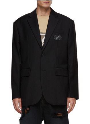 Main View - Click To Enlarge - WE11DONE - Logo Patch Oversized Single Breasted Blazer