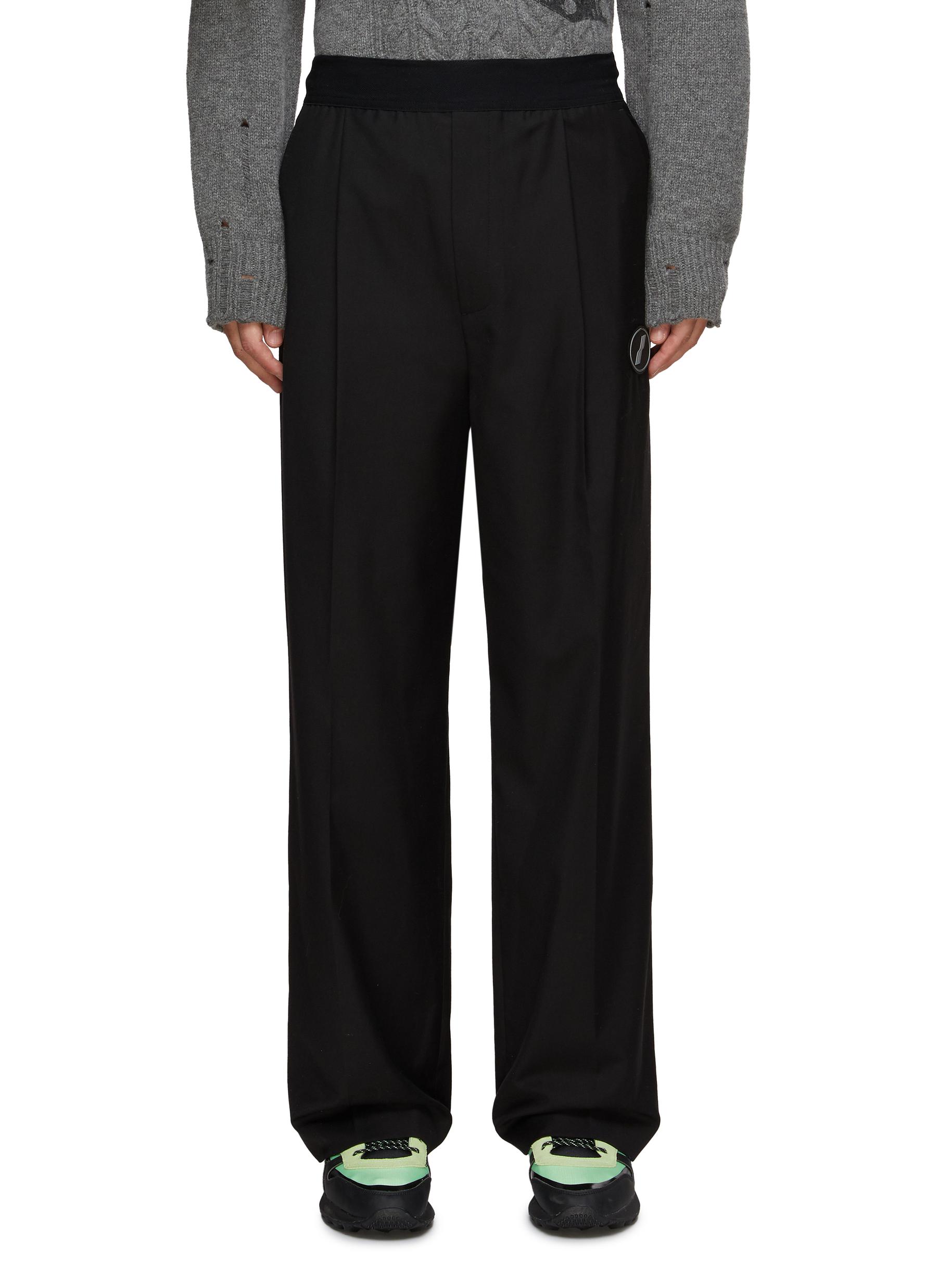 We11 Done Elasticated Wide Leg Trousers In Black