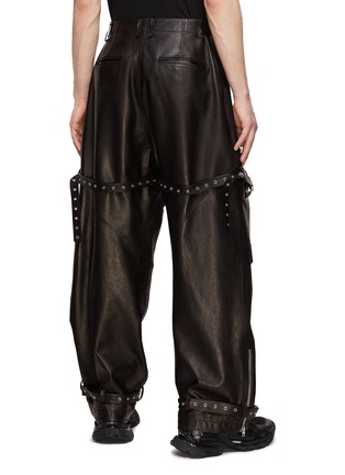 Back View - Click To Enlarge - WE11DONE - Zipper Strap Detail Leather Pants
