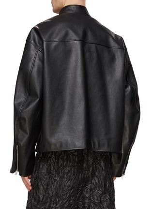 Back View - Click To Enlarge - WE11DONE - Oversized Snap Collar Leather Jacket