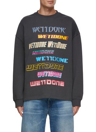 Main View - Click To Enlarge - WE11DONE - Multi Logo Crewneck Cotton Sweatshirt