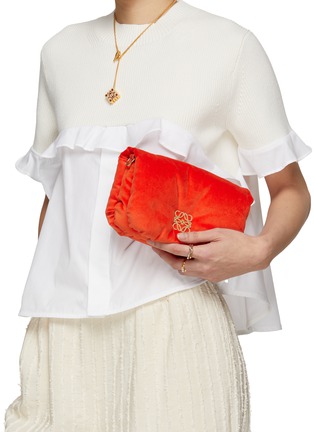 Front View - Click To Enlarge - LOEWE - Mini Goya Velvet Puffer Shoulder Bag