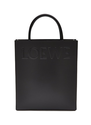 LOEWE | Standard A4 Logo Debossing Calfskin Leather Tote Bag | BLACK ...