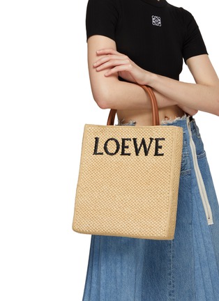 Figure View - Click To Enlarge - LOEWE - ‘Standard’ A4 Logo Intarsia Raffia Tote Bag