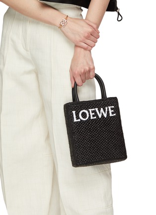 Front View - Click To Enlarge - LOEWE - Standard A5 Logo Intarsia Raffia Tote Bag