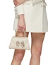 Front View - Click To Enlarge - SELF-PORTRAIT - ‘Bow’ Hotfix Rhinestone Embellished Crossbody Bag