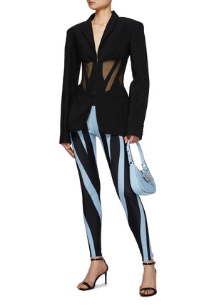 Figure View - Click To Enlarge - MUGLER - Sheer Corset Panel Blazer