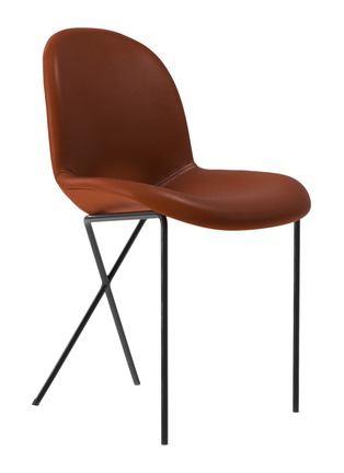 Detail View - Click To Enlarge - THE CONRAN SHOP - Cross Leg Leather Side Chair — Cinnamon