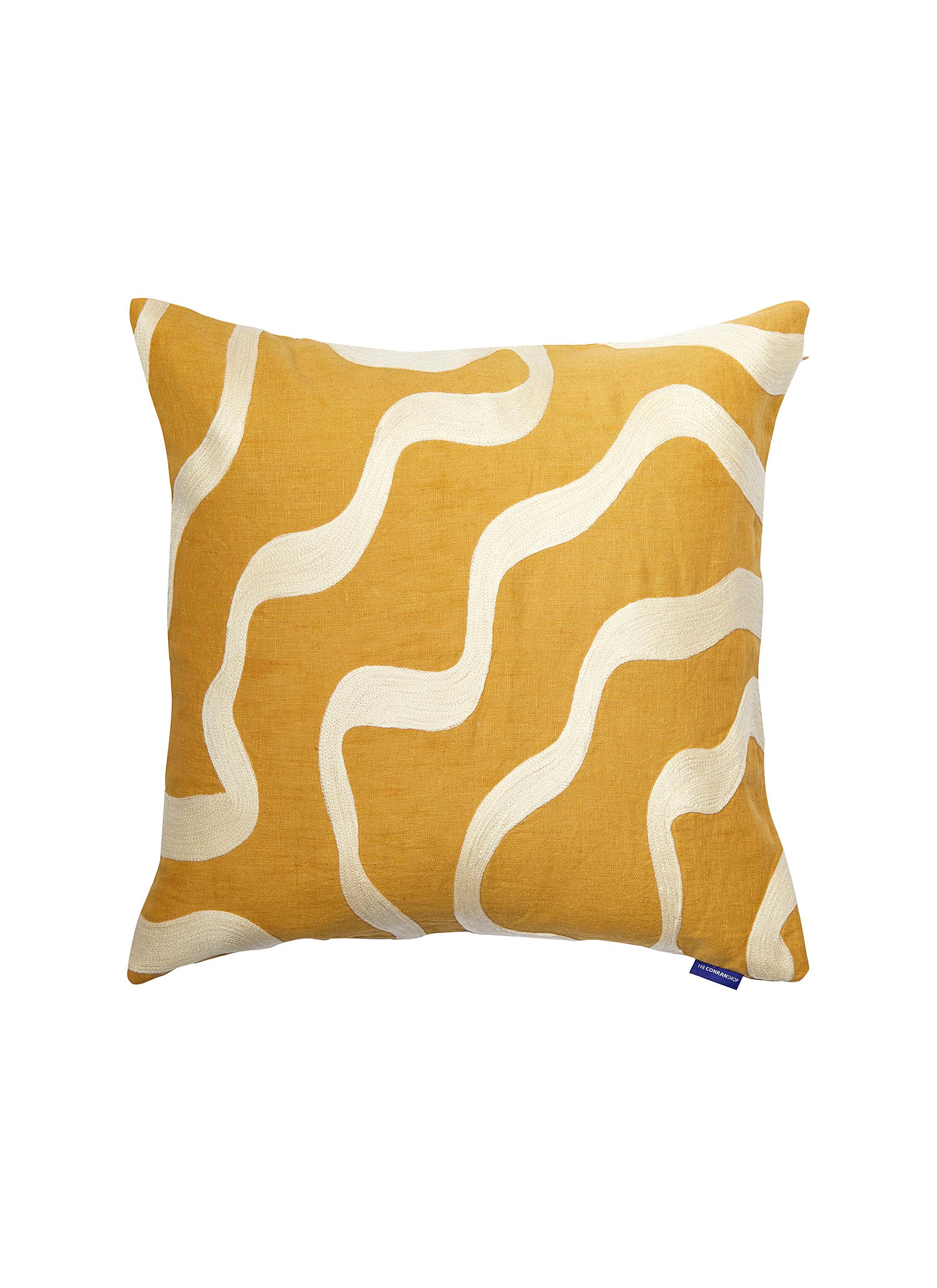 Scribble Crewel Cushion Cover - Mustard