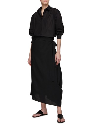 Figure View - Click To Enlarge - THE ROW - ‘Branwen’ Asymmetric Hem Tie Waist Midi Skirt