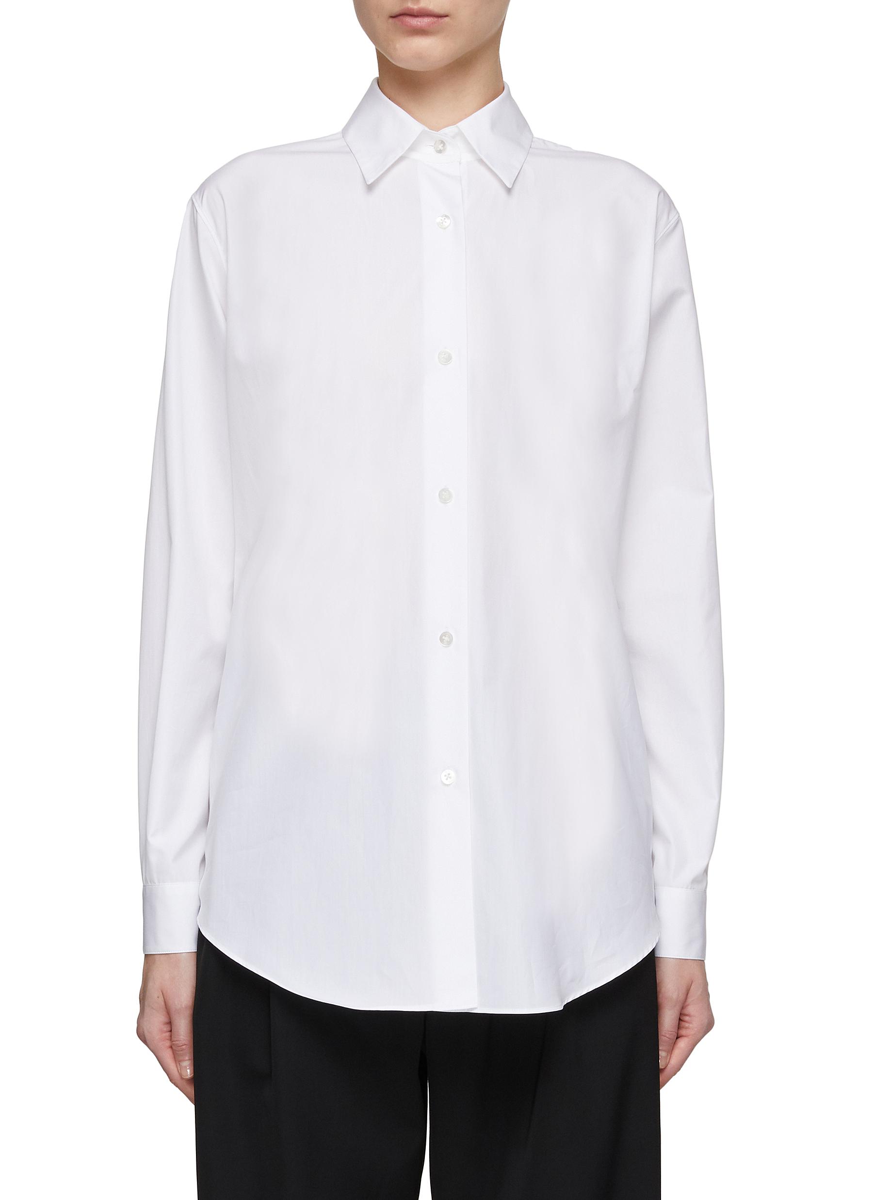 â€˜Blaga’ Curved Hem Cotton Button Up Shirt