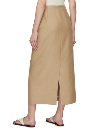 Back View - Click To Enlarge - THE ROW - ‘Berth’ High Waist Back Slit Linen Cotton Blend Midi Skirt