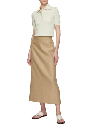 Figure View - Click To Enlarge - THE ROW - ‘Berth’ High Waist Back Slit Linen Cotton Blend Midi Skirt