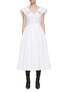 Main View - Click To Enlarge - ALEXANDER MCQUEEN - Cap Sleeve Cotton Flared V-Neck Midi Dress