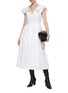 Figure View - Click To Enlarge - ALEXANDER MCQUEEN - Cap Sleeve Cotton Flared V-Neck Midi Dress
