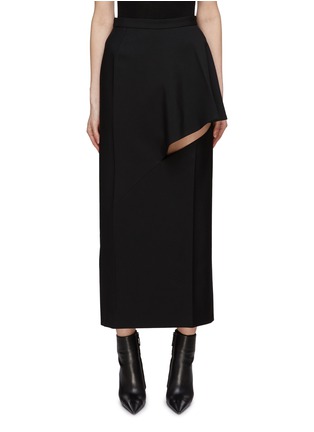 Main View - Click To Enlarge - ALEXANDER MCQUEEN - Asymmetric Cut Out Wool Tailored Maxi Skirt