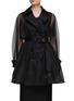 Main View - Click To Enlarge - ALEXANDER MCQUEEN - Belted Tulle Layered Short Trench Coat