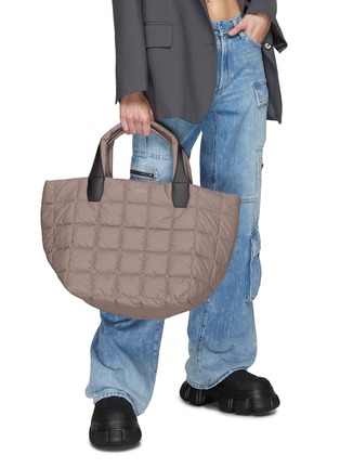 Front View - Click To Enlarge - VEECOLLECTIVE - Medium ‘Porter’ Top Handle Recycled Nylon Puffer Tote Bag