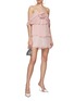 Figure View - Click To Enlarge - BERNADETTE - Rose Appliqué Off Shoulder Mini Dress