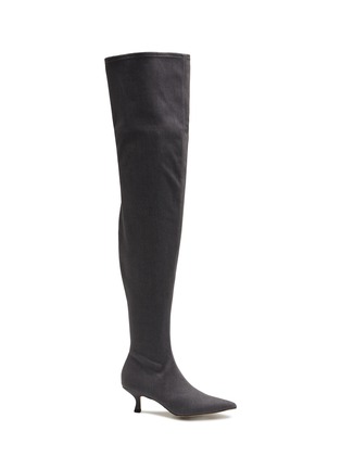 Main View - Click To Enlarge - PEDDER RED - ‘Sofia’ 55 Kitten Heel Denim Over-the-Knee Boots