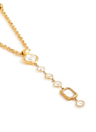 Detail View - Click To Enlarge - LANE CRAWFORD VINTAGE ACCESSORIES - Gold Tone Crystal Drop Chain Necklace