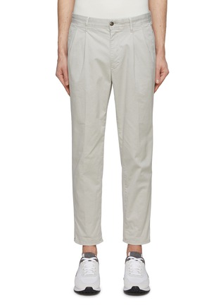 Main View - Click To Enlarge - INCOTEX - Pleated Cotton Blend Cropped Slim Chinos