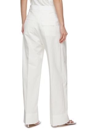 Back View - Click To Enlarge - GIA STUDIOS - Pleated Straight Trousers with Raw Waist Detail