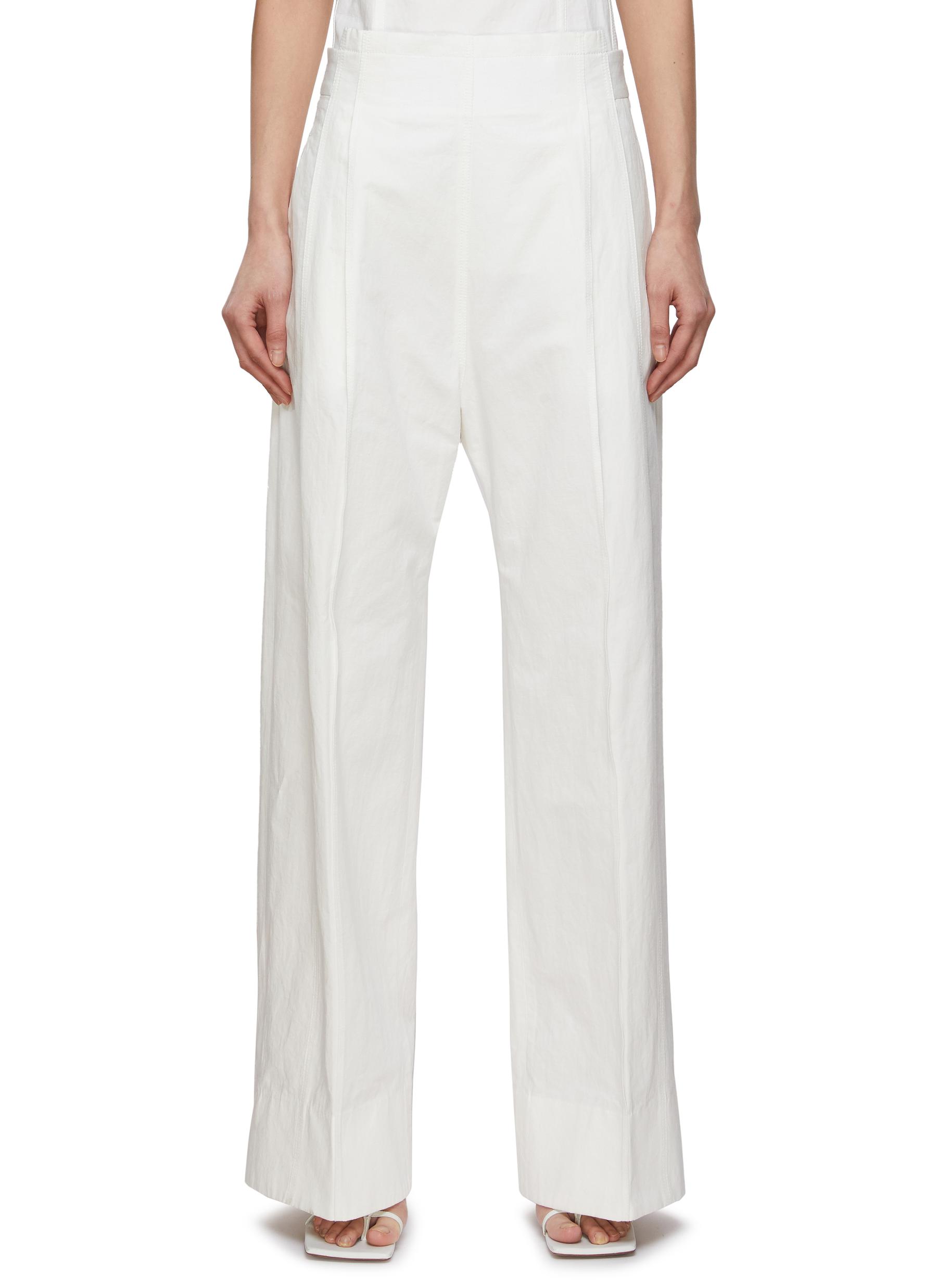 GIA STUDIOS Pleated Straight Trousers with Raw Waist Detail