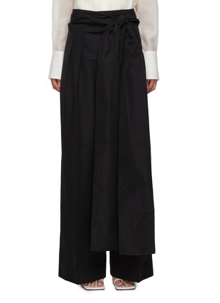 Main View - Click To Enlarge - GIA STUDIOS - Pleated Straight Trousers with Tie Waist