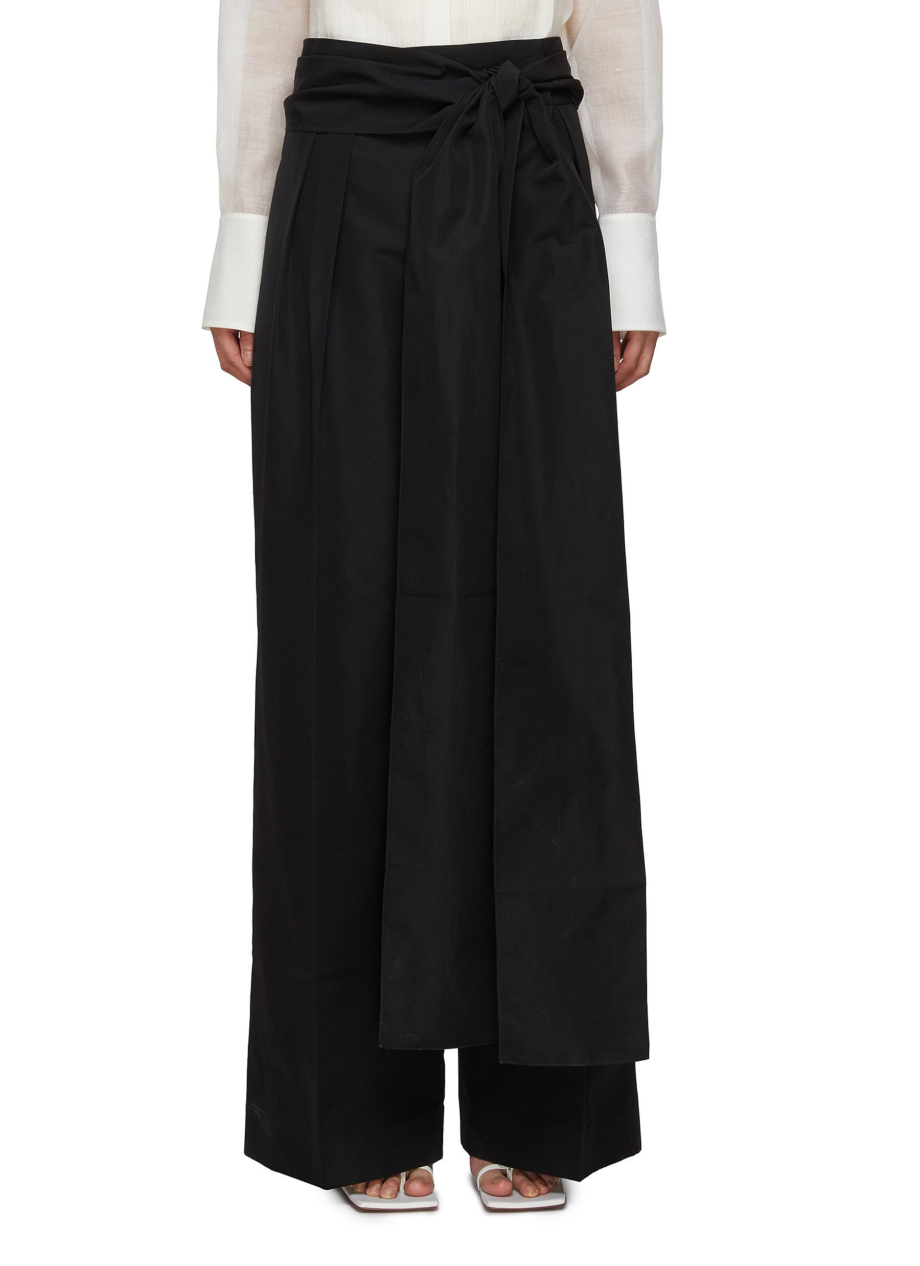 GIA STUDIOS Pleated Straight Trousers with Tie Waist