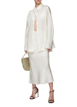 Figure View - Click To Enlarge - GIA STUDIOS - Bias Cut Silk Midi Skirt