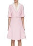 Main View - Click To Enlarge - SOONIL - Detachable Collar Knee Length Tweed Dress