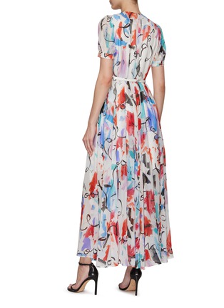 Back View - Click To Enlarge - SOONIL - Belted Maxi Silk Dress