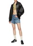 Figure View - Click To Enlarge - RE/DONE - Low Sling Raw Hem Washed Denim Shorts