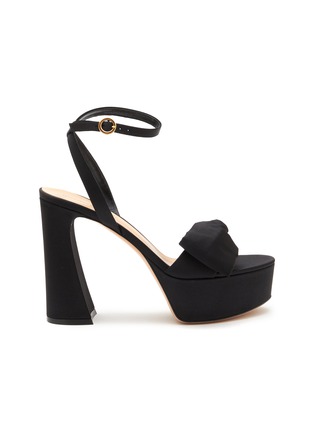 Main View - Click To Enlarge - GIANVITO ROSSI - 70 Half Bow Embellished Satin Platform Sandals