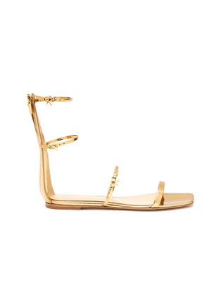 Main View - Click To Enlarge - GIANVITO ROSSI - Buckle Strap Leather Flat Gladiator Sandals