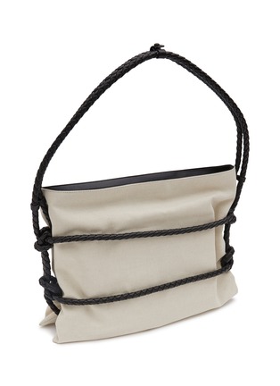 Detail View - Click To Enlarge - BOTTEGA VENETA - ‘Quadronno’ Canvas Leather Tote Bag