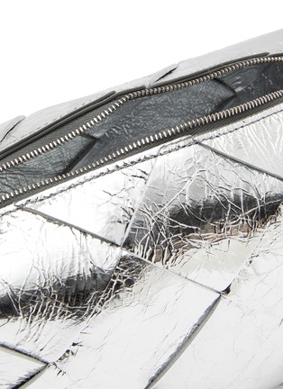 Cassette Small Metallic Leather Shoulder Bag in Silver - Bottega