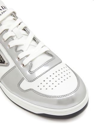 Detail View - Click To Enlarge - PRADA - ‘Downtown’ Logo Plaque Leather Sneakers