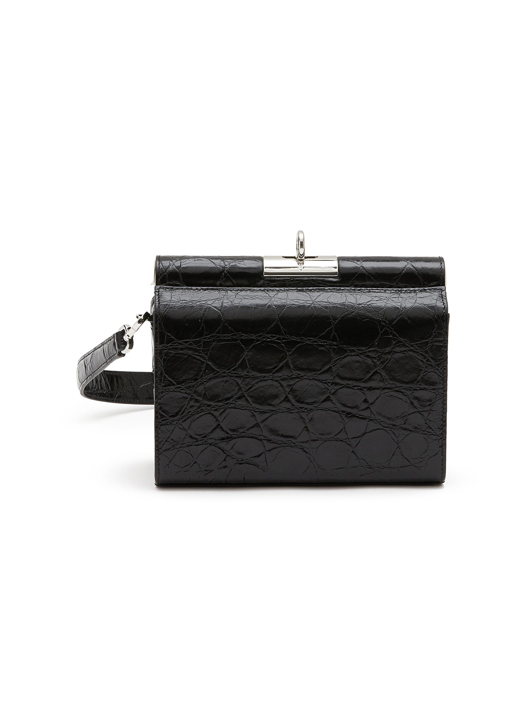 Gu De ‘gemma' Crocodile Embossed Leather Box Bag In Black