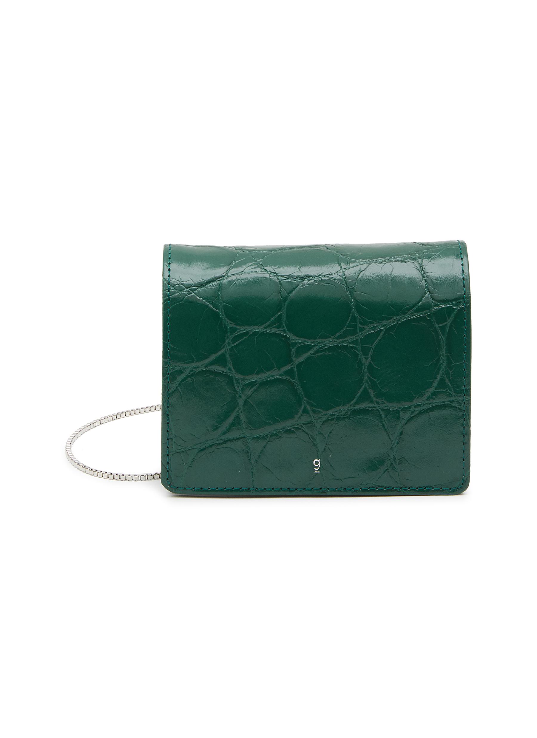 Gu De ‘tiny' Crocodile Embossed Leather Box Clutch In Green