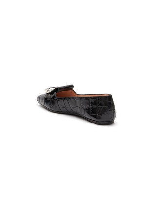  - RODO - ‘Scilla’ Crystal Embellished Square Toe Crocodile Embossed Leather Flats