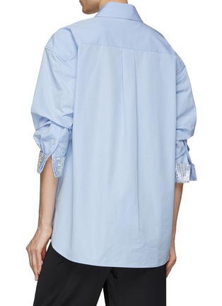 Back View - Click To Enlarge - ALEXANDER WANG - Crystal Embellished Cuff Oversized Shirt