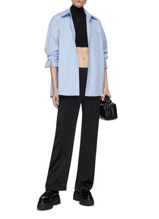 Figure View - Click To Enlarge - ALEXANDER WANG - Crystal Embellished Cuff Oversized Shirt