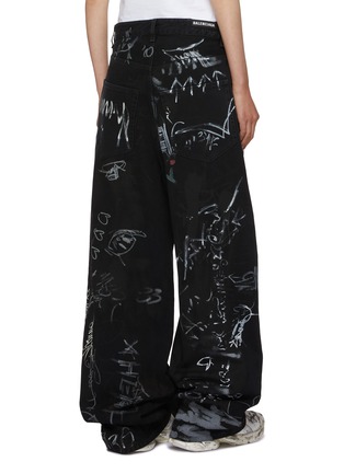 Back View - Click To Enlarge - BALENCIAGA - Graphic Print Wide Leg Jeans