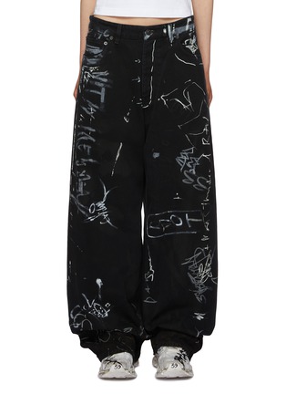 Main View - Click To Enlarge - BALENCIAGA - Graphic Print Wide Leg Jeans