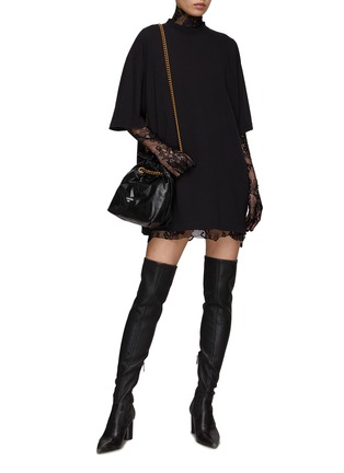 Figure View - Click To Enlarge - BALENCIAGA - Lace Glove High Neck Mini Dress