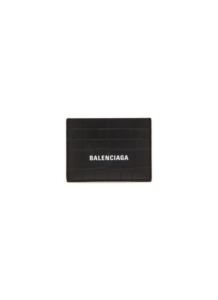 Main View - Click To Enlarge - BALENCIAGA - Logo Print Crocodile Embossed Leather Cardholder